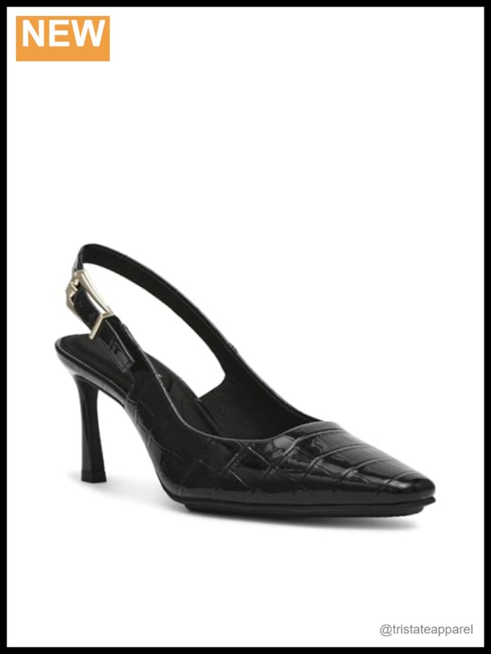 Slingback Pointed Toe Stiletto Pump Faux Leather Buckle Closure
